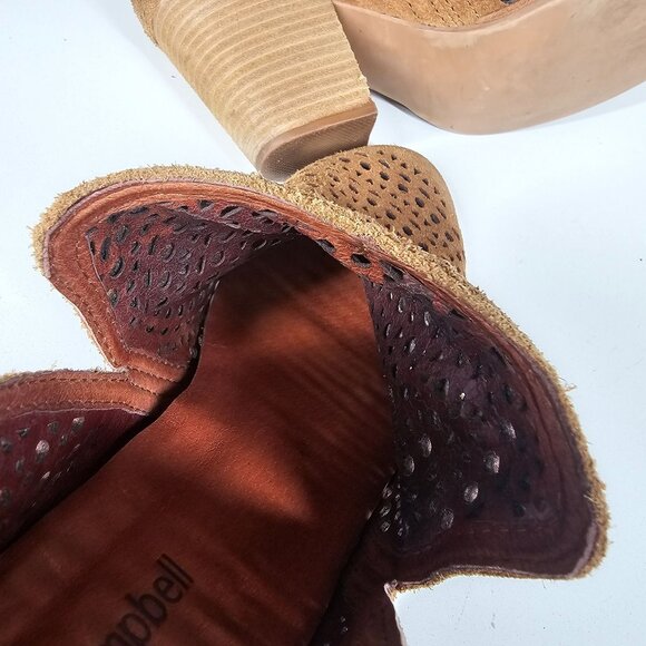 Jeffrey Campbell Rosalee Suede Perforated Ankle Booties Laser Cut Brown Size 8.5 - Picture 9 of 12